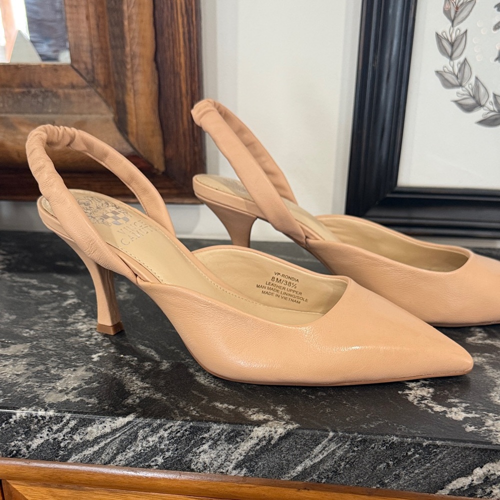 Vince Camuto Elegant Tan Slingback Heels